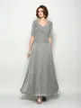 A-Line/Princess V-neck Ankle-Length Chiffon Mother of the Bride Dresses