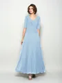 A-Line/Princess V-neck Ankle-Length Chiffon Mother of the Bride Dresses
