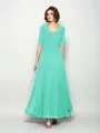 A-Line/Princess V-neck Ankle-Length Chiffon Mother of the Bride Dresses