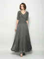A-Line/Princess V-neck Ankle-Length Chiffon Mother of the Bride Dresses