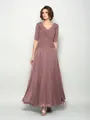 A-Line/Princess V-neck Ankle-Length Chiffon Mother of the Bride Dresses