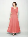 A-Line/Princess V-neck Ankle-Length Chiffon Mother of the Bride Dresses