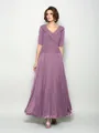 A-Line/Princess V-neck Ankle-Length Chiffon Mother of the Bride Dresses