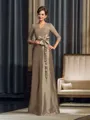 A-Line/Princess V-neck Floor-Length Taffeta Mother of the Bride Dresses With Bow