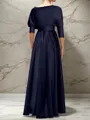 A-line 3/4 Sleeves Ruffles Asymmetrical Silk Like Satin Mother of the Bride Dress