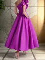 A-line One-Shoulder Ruffles Ankle-Length Satin Corset Mother of the Bride Dress