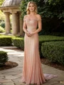 Sheath/Column Other Off the Shoulder Sleeveless Floor-Length Mother of the Bride Dress