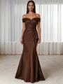 Sheath/Column Satin Off the Shoulder Sleeveless Floor-Length Mother of the Bride Dress
