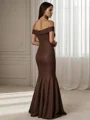 Sheath/Column Satin Off the Shoulder Sleeveless Floor-Length Mother of the Bride Dress
