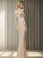 Sheath/Column Stretch Crepe Scoop Long Sleeves Floor-Length Mother of the Bride Dress