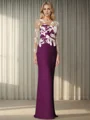 Sheath/Column Stretch Crepe Scoop Long Sleeves Floor-Length Mother of the Bride Dress