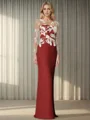 Sheath/Column Stretch Crepe Scoop Long Sleeves Floor-Length Mother of the Bride Dress