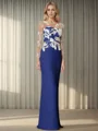 Sheath/Column Stretch Crepe Scoop Long Sleeves Floor-Length Mother of the Bride Dress