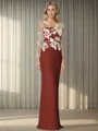 Sheath/Column Stretch Crepe Scoop Long Sleeves Floor-Length Mother of the Bride Dress