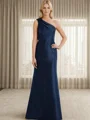 Sheath/Column Satin One Shoulder Sleeveless Floor-Length Mother of the Bride Dress