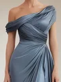 Sheath Pleated Floor-Length Satin Chiffon Corset Mother of the Bride Dress