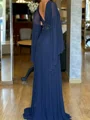 A-line V-neck Long Sleeves Beading Floor-Length Chiffon Corset Mother of the Bride Dress