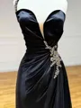 Sheath One-Shoulder Rhinestone Sweep Train Silk Like Satin Porm Dress