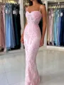 Sheath Spaghetti Straps Appliques Lace Floor-Length Tulle Corset Porm Dress