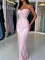 Sheath Spaghetti Straps Appliques Lace Floor-Length Tulle Corset Porm Dress