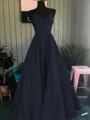 A-Line/Princess Spaghetti Straps Floor-Length Satin Prom Dress With Ruffles