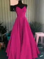 A-Line/Princess Spaghetti Straps Floor-Length Satin Prom Dress With Ruffles