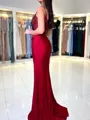 Sheath/Column Spandex V-neck Sleeveless Floor-Length Leg Slit Porm Dress