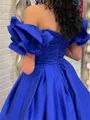 A-line Off-the-Shoulder Ruffles Sweep Train Taffeta Porm Dress