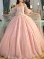 Ball Gown Off-the-Shoulder Floor-Length Tulle Prom Dress With Flower