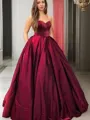 Ball Gown Sweetheart Floor-Length Satin Prom Dress With Pockets