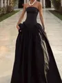 A-line Straight Floor-Length Taffeta Porm Dress