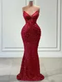 Sheath V-neck Sequin Floor-Length Porm Dress
