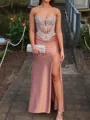 Sheath Silk Like Satin Sweetheart Sleeveless Sweep Train Prom Dresses