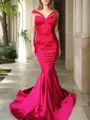 Trumpet/Mermaid Sweetheart Sweep Train Silk Like Satin Prom Dress With Ruffles