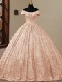 Ball-Gown Off-the-Shoulder Floor-Length Corset Prom Dress