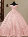 Ball-Gown Off-the-Shoulder Floor-Length Corset Prom Dress