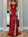 Sheath Halter Sweep Train Prom Dress
