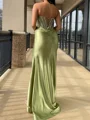 Sheath Sweetheart Beading Floor-Length Silk Like Satin Corset Prom Dress