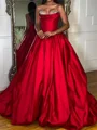 Ball-Gown Sweetheart Beading Court Train Satin Corset Prom Dress