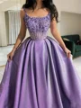 A-line Square Ruffles Floor-Length Corset Prom Dress