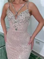Sheath Sweetheart Sequin Court Train Corset Prom Dress