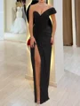 Sheath One-Shoulder Pleated Floor-Length Chiffon Corset Prom Dress