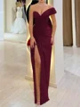 Sheath One-Shoulder Pleated Floor-Length Chiffon Corset Prom Dress