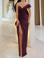 Sheath One-Shoulder Pleated Floor-Length Chiffon Corset Prom Dress