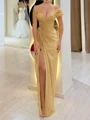 Sheath One-Shoulder Pleated Floor-Length Chiffon Corset Prom Dress