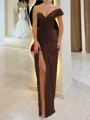 Sheath One-Shoulder Pleated Floor-Length Chiffon Corset Prom Dress
