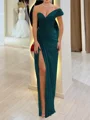 Sheath One-Shoulder Pleated Floor-Length Chiffon Corset Prom Dress
