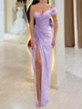 Sheath One-Shoulder Pleated Floor-Length Chiffon Corset Prom Dress
