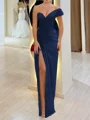 Sheath One-Shoulder Pleated Floor-Length Chiffon Corset Prom Dress