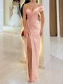 Sheath One-Shoulder Pleated Floor-Length Chiffon Corset Prom Dress